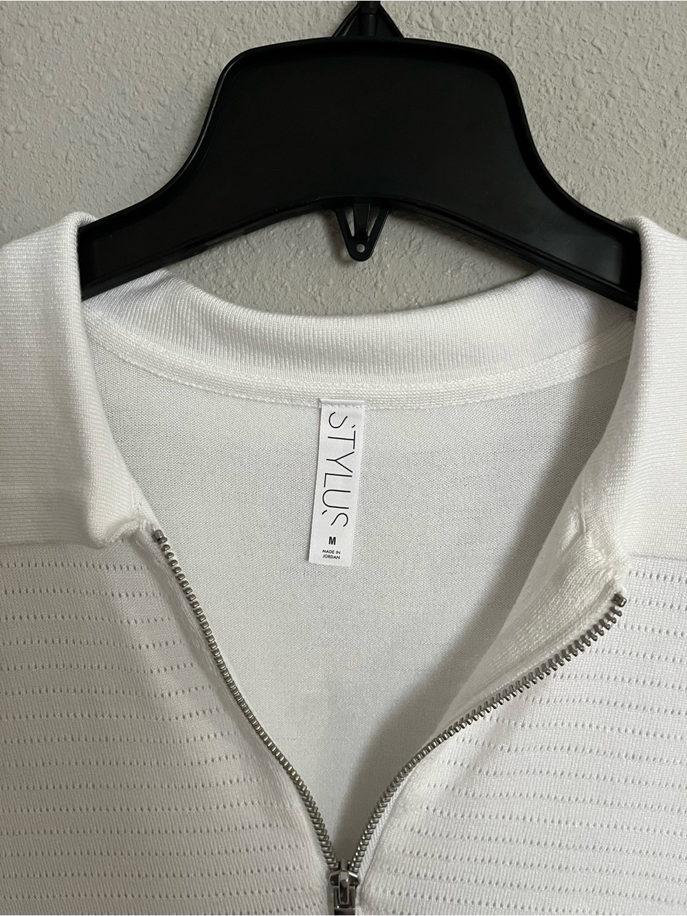 STYLUS Men's White Short-Sleeve Zip Polo - Picture 3 of 8